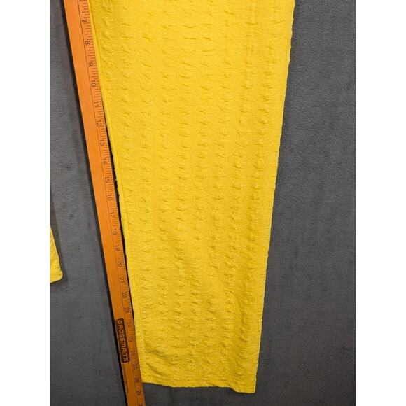 Vtg Polyester Pull-On Pants Womens Large Yellow Dressy Party Textured - Picture 6 of 9